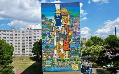 Poes raconte Gilgamesh sur un mur des Minguettes