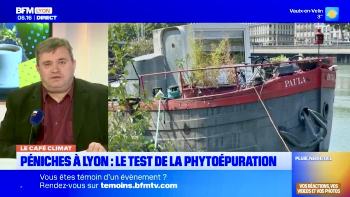 Café Climat test de phytoépuration sur les péniches balthazar et Friponne